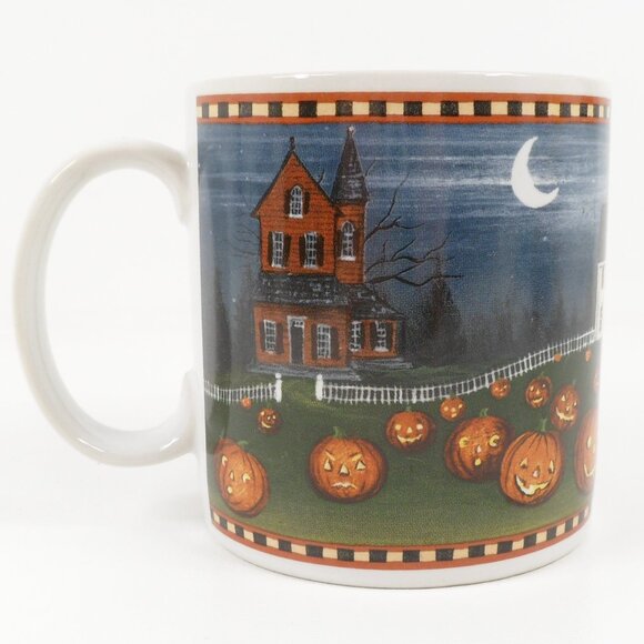 Two Vintage Halloween Mugs 2002 David Carter Brown Pumpkin Hollow Series Sakura - Picture 8 of 12